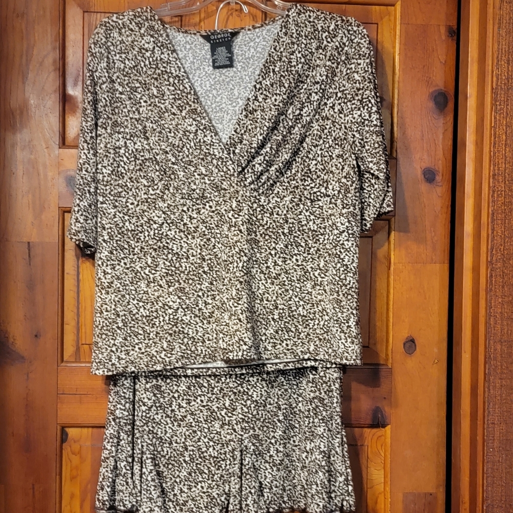 George Stretch Sz 12-14 Cheetah print skirt set